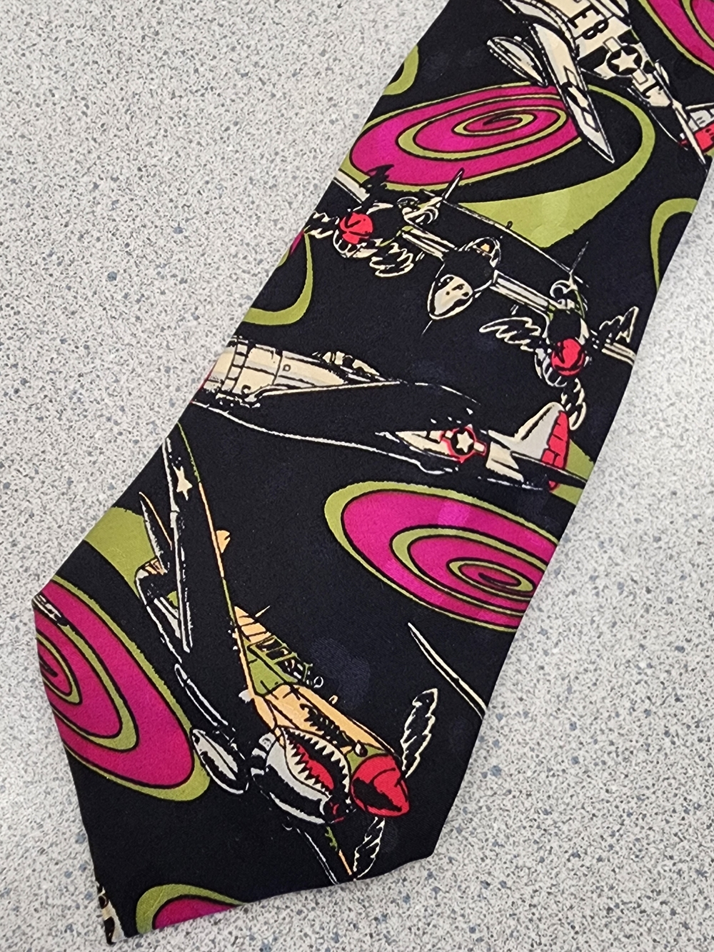 VTG 1991 Addiction Silk Tie Psychedelic Sci-Fi Space Rocket Spaceship